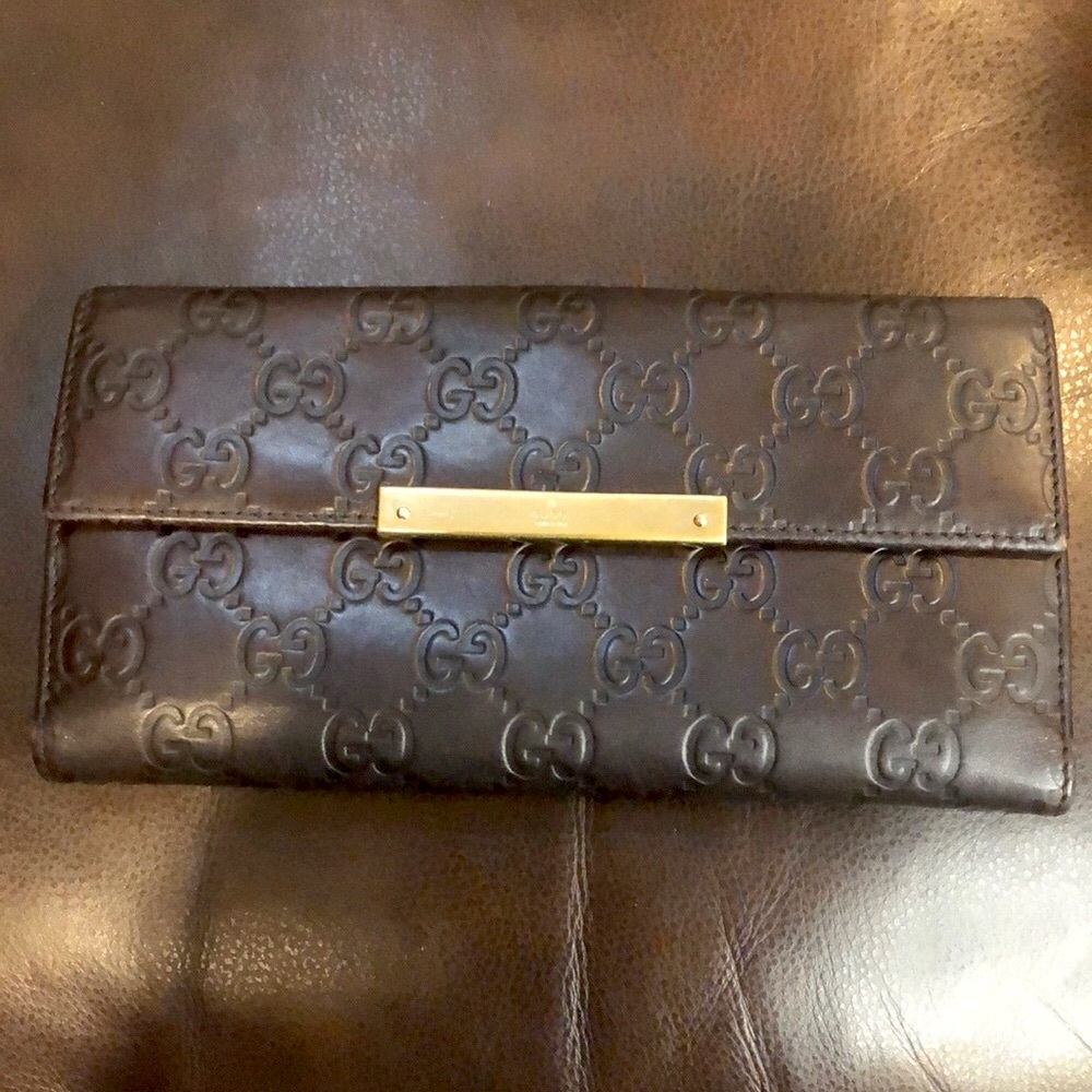 GUCCI GG Guccissima Brown Lambskin Continental Bifold Wallet with Coin Section - Picture 13 of 16